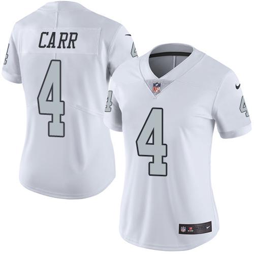Nike Raiders #4 Derek Carr White Women's Stitched NFL Limited Rush Jersey